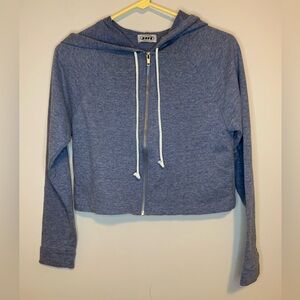 BTFL Blue Zip-Up cropped Hoodie